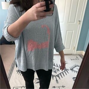 NWT "Beach Life" Cape Cod Map Blue Slouchy Knit Sweater, One Size XL-2XL